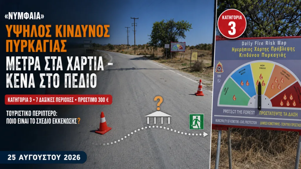 Ροδόπη: Υψηλός κίνδυνος πυρκαγιάς – Ερωτήματα για τα μέτρα στη Νυμφαία