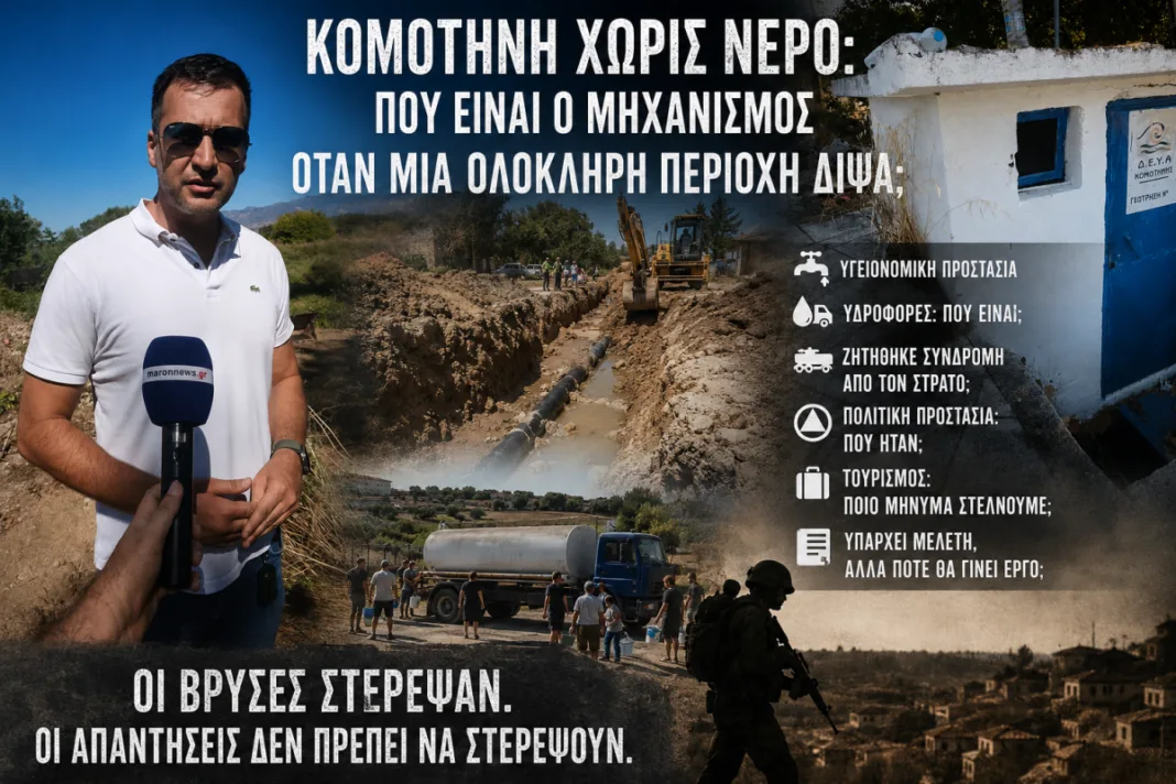 Κομοτηνή χωρίς νερό: Η κρίση υδροδότησης και τα ερωτήματα για τον διοικητικό μηχανισμό