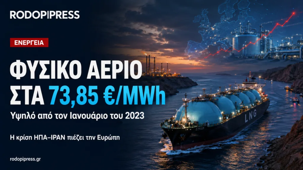 Στο υψηλότερο επίπεδο από το 2023 το φυσικό αέριο λόγω κλιμάκωσης ΗΠΑ και Ιράν